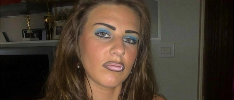 An image of a woman wearing terrible makeup