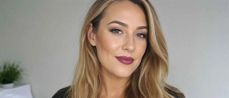 An image of a woman wearing bold lipstick